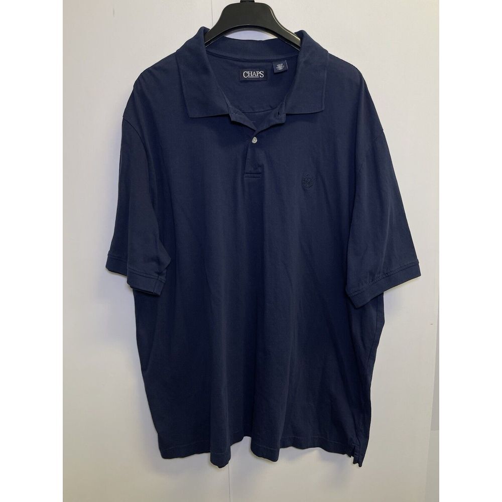 Chaps Polo Shirt Mens Size 3XB Navy Blue Short Sleeve Collar Casual Crest Logo